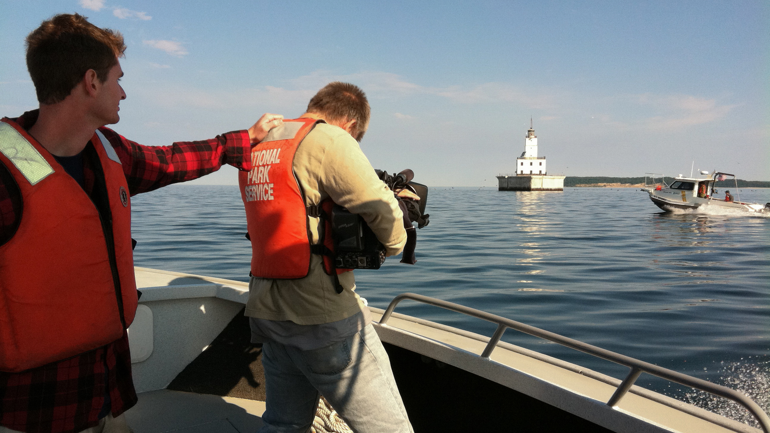 filming on a boat on the great lakes