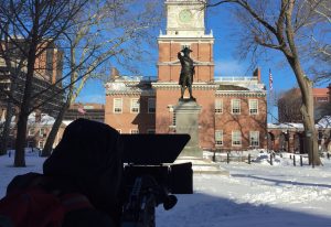 behind the scenes winter shoot at independence national historical park