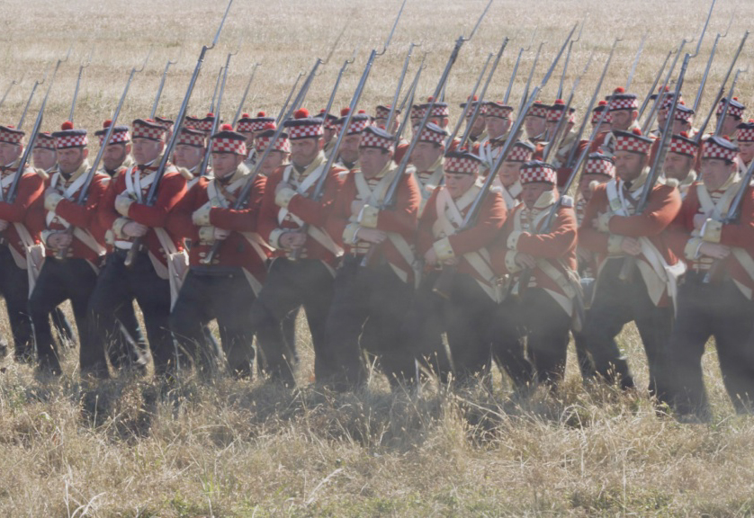 men marching into battle